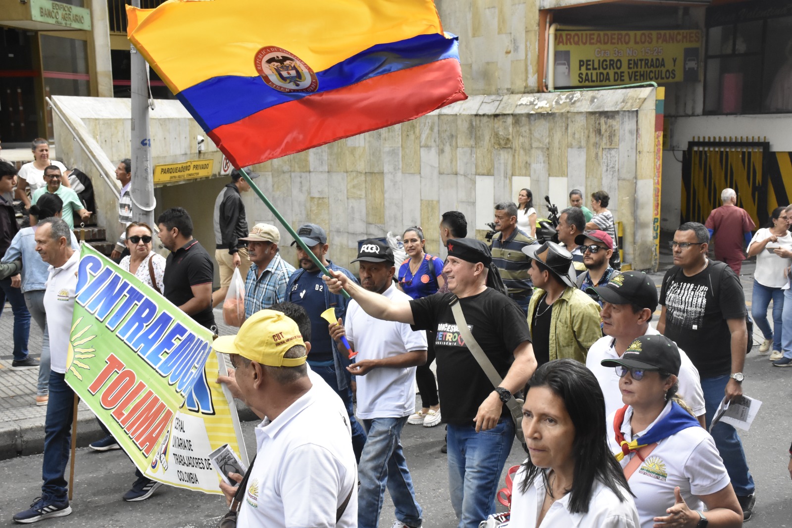 Los manifestantes, en su gran mayoría, acompañaron la marcha con pancartas, banderas y cánticos. 