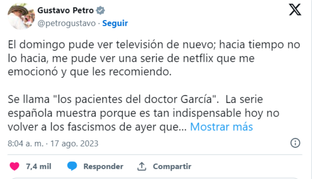 Serie de Netflix recomendada por Gustavo Petro