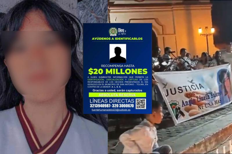 Ofrecen millonaria recompensa por el asesino de Angie en el Tolima: iba al colegio y la atacaron