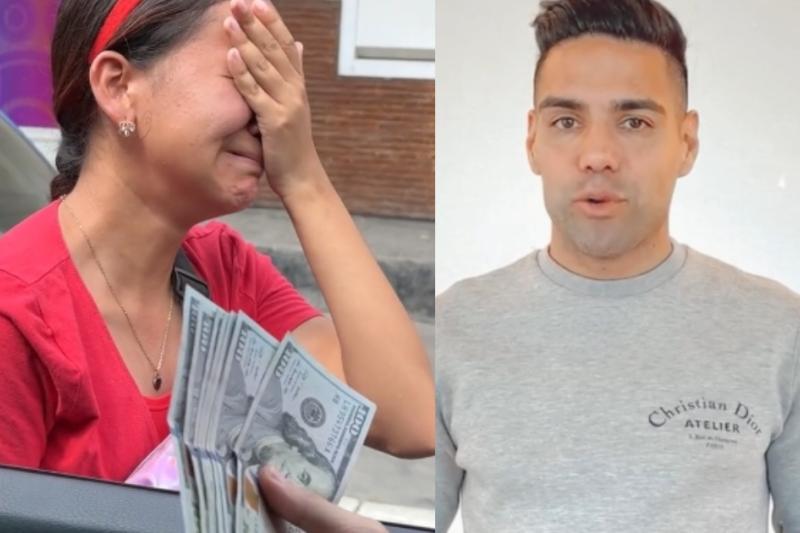 ¡Hermoso gesto! Falcao le hizo la navidad a joven vendedora ambulante: lloró de felicidad